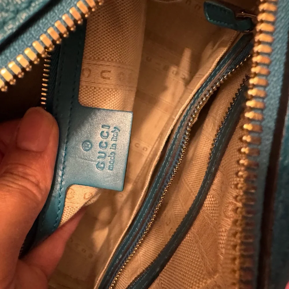 Gucci Bright Diamanté Satchel Bag in Teal Blue - Picture 11 of 12